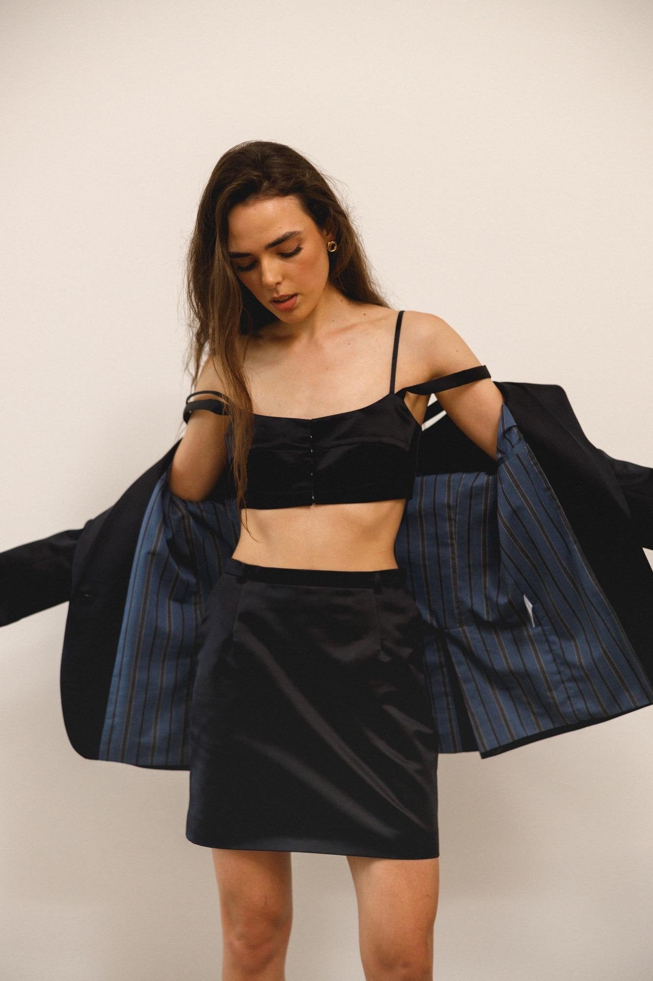 Dark blue silk jacket