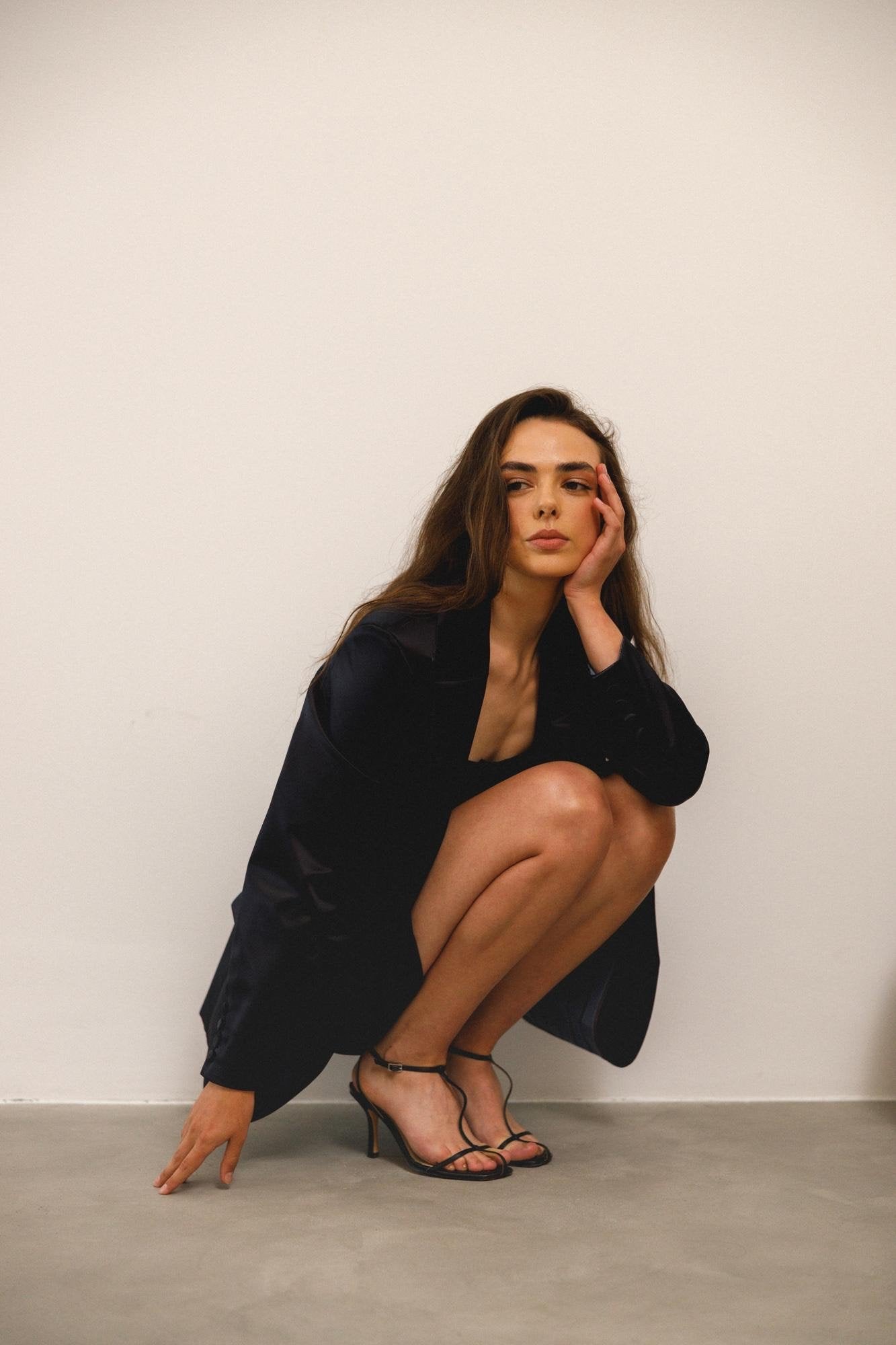 Dark blue silk jacket