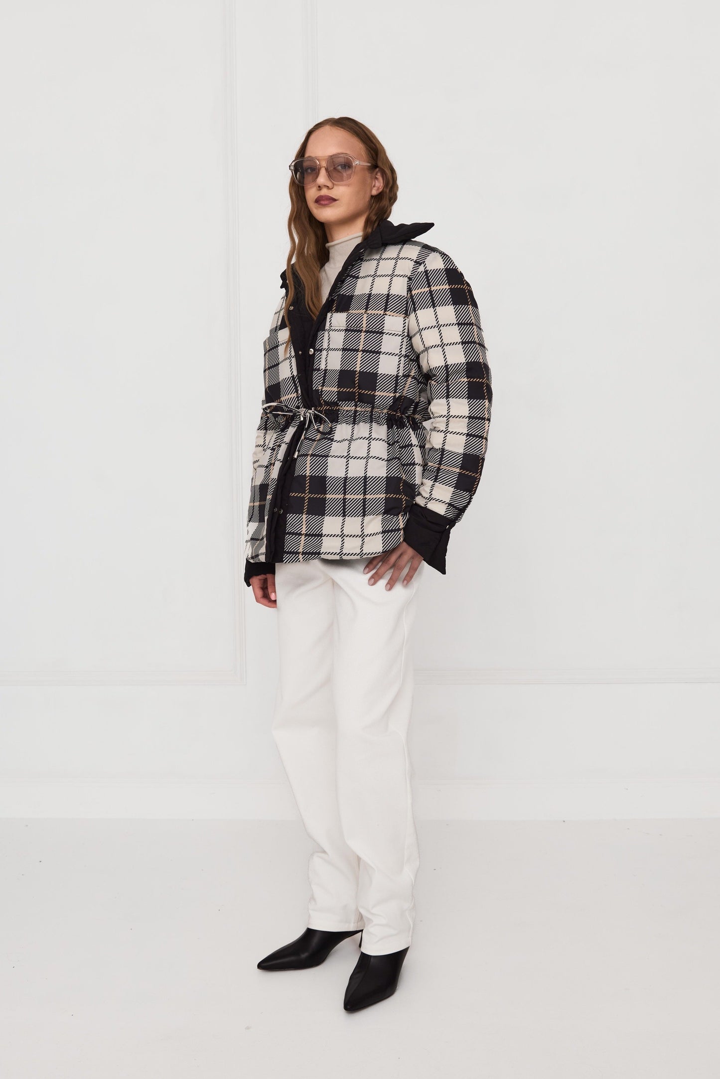 Пухова сорочка чорна/клітинка