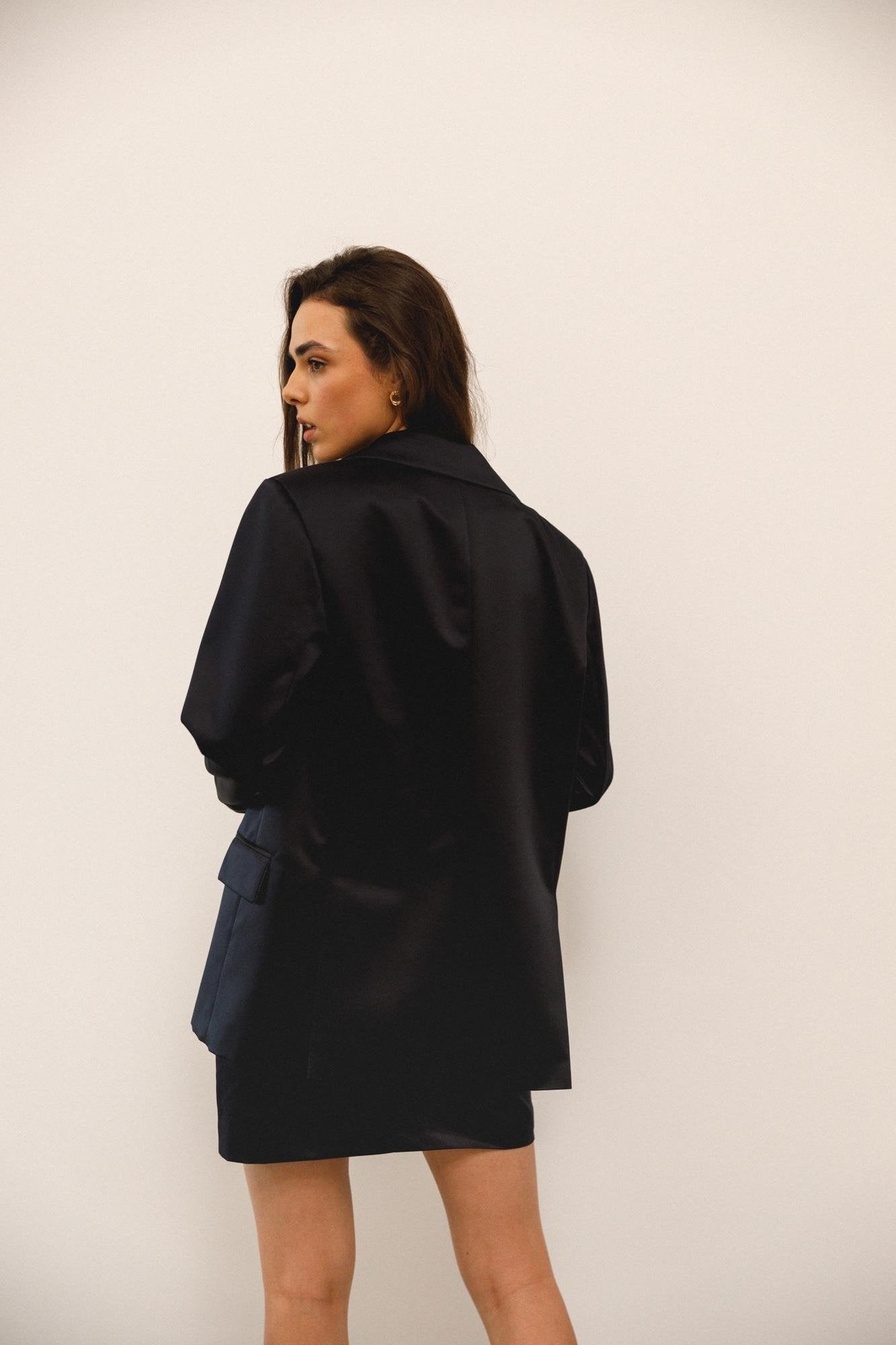 Dark blue silk jacket