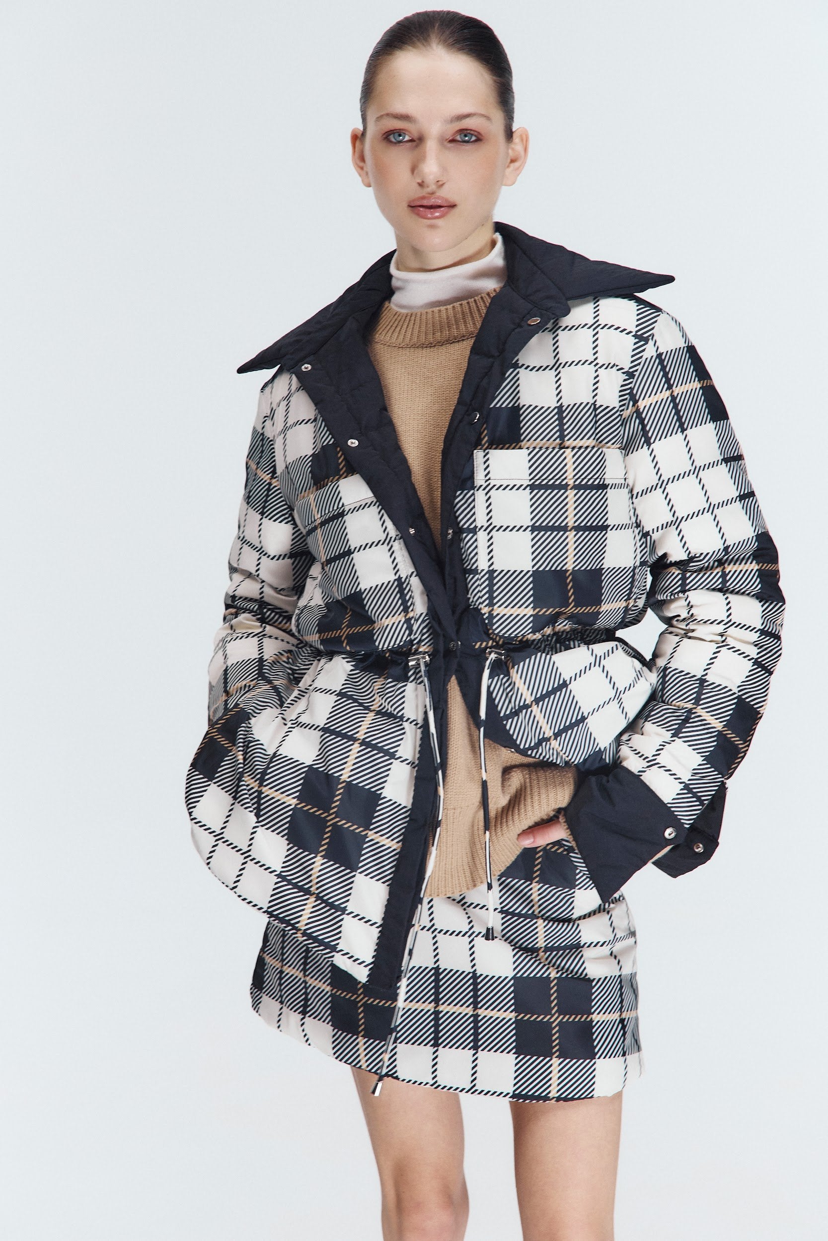 Пухова сорочка чорна/клітинка