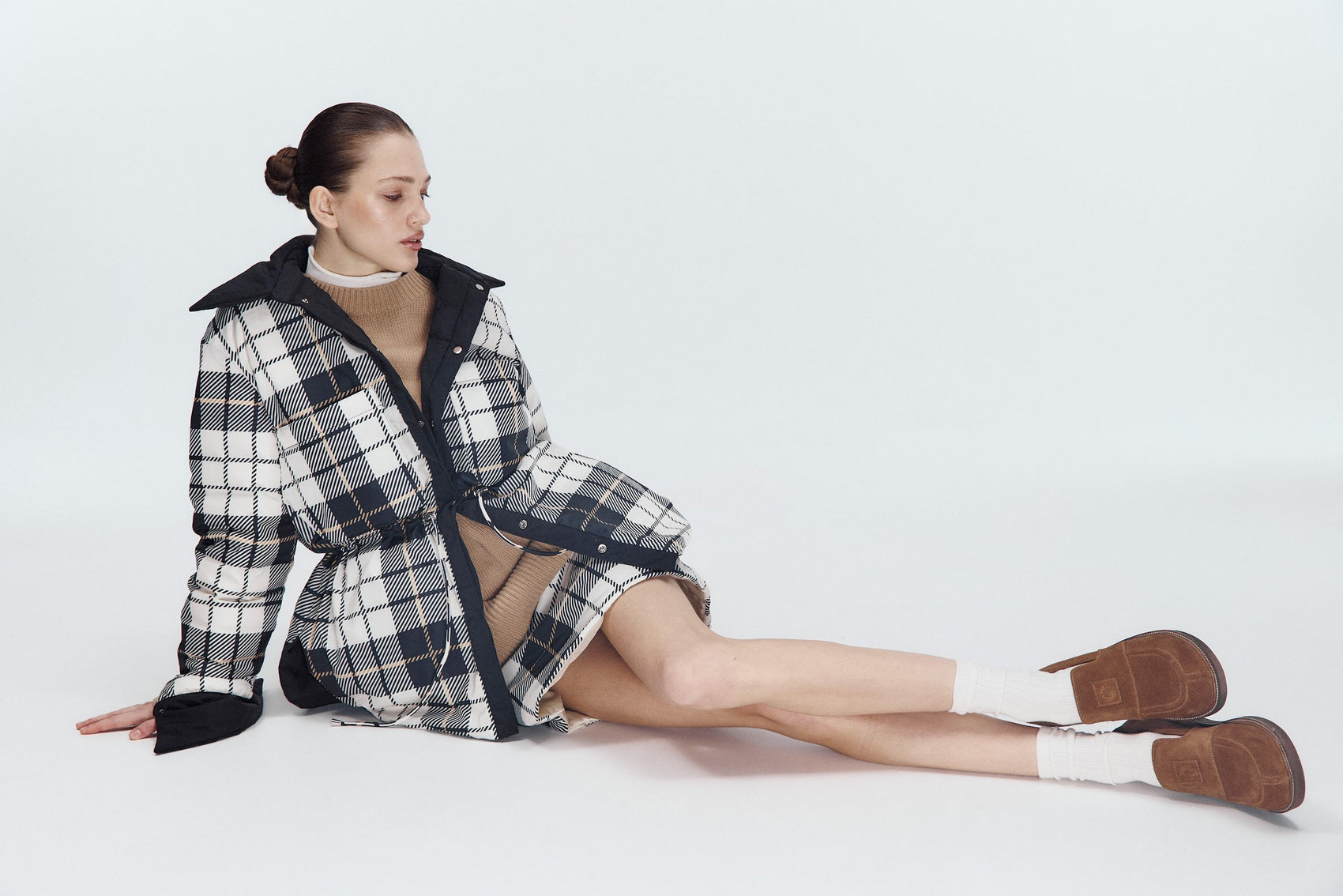 Пухова сорочка чорна/клітинка