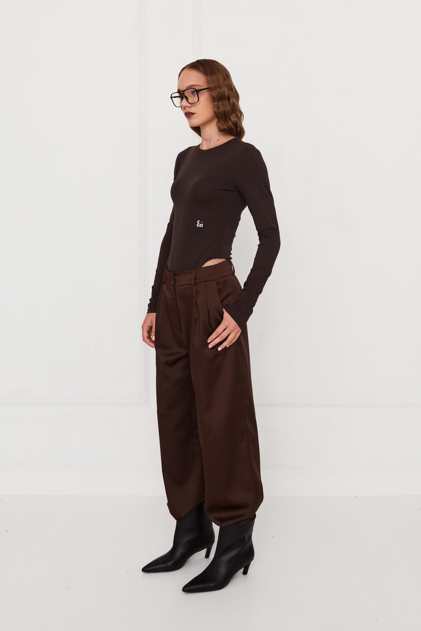 Брюки шовкові шоколадні