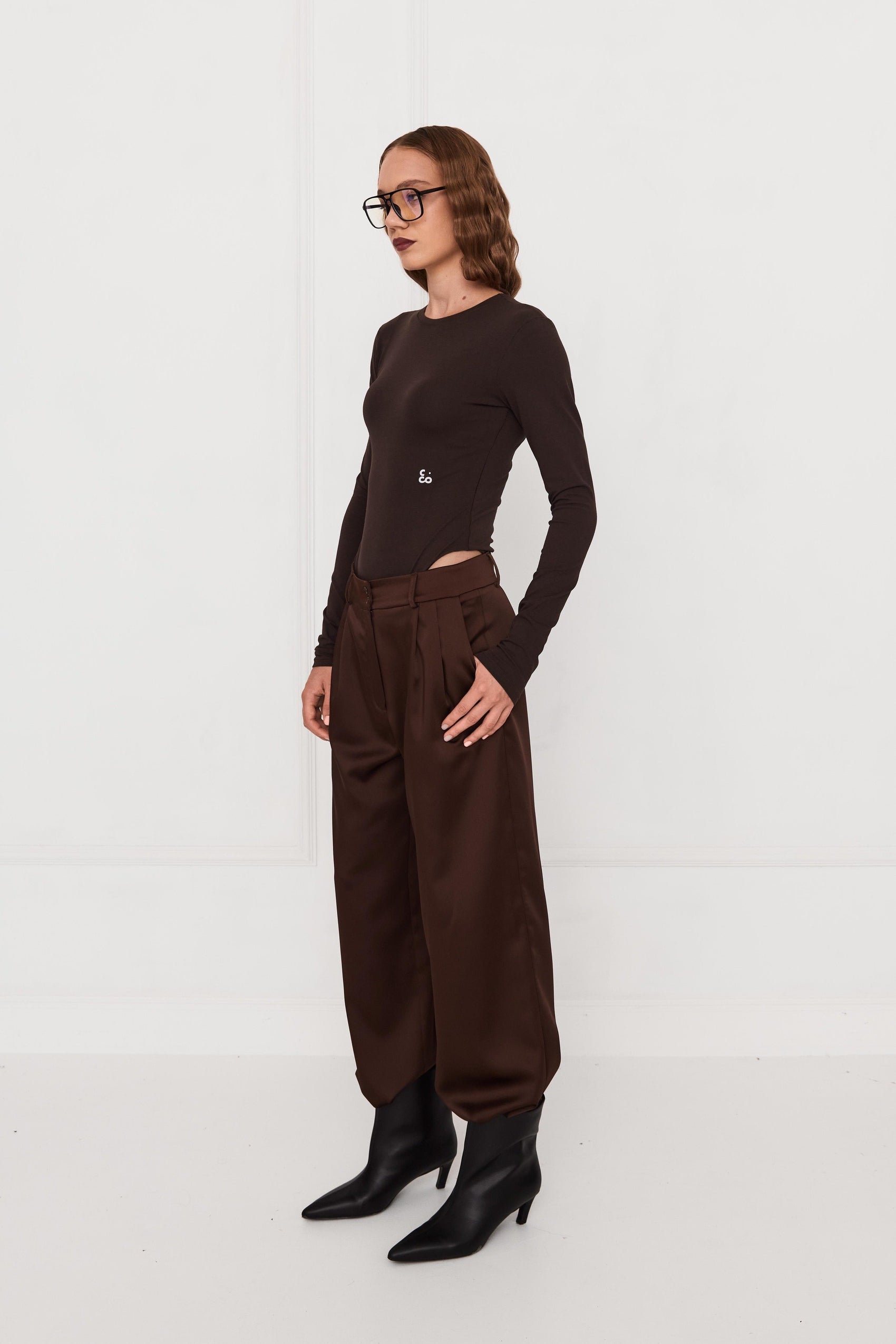 Брюки шовкові шоколадні