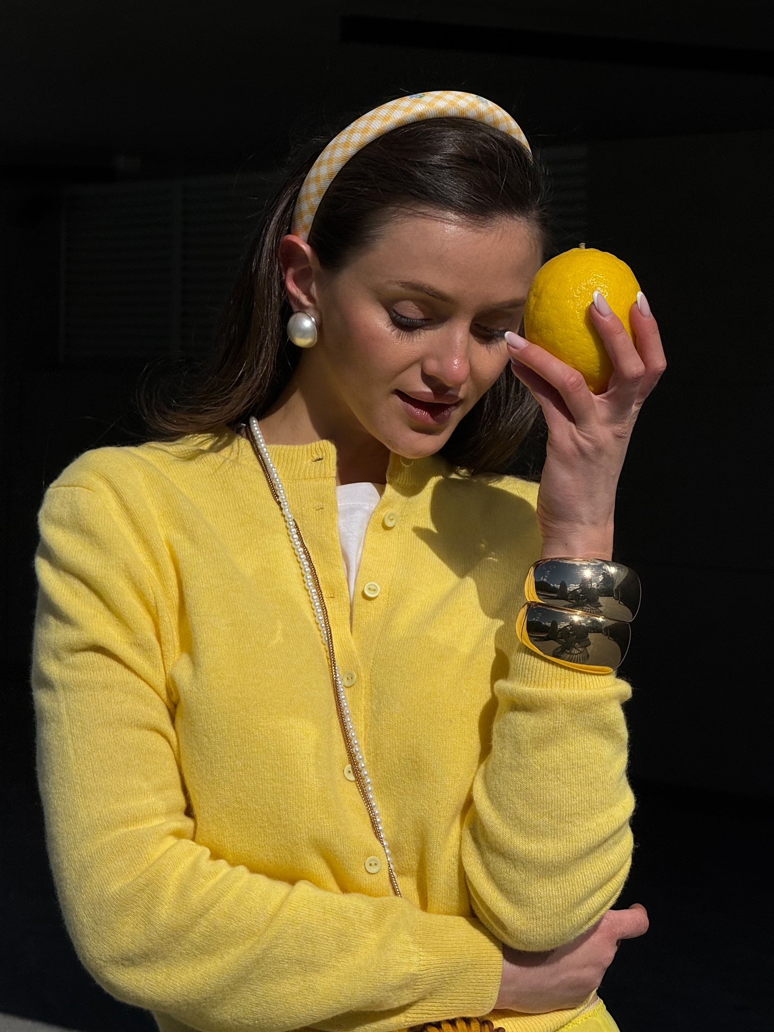 yellow lambswool cardigan