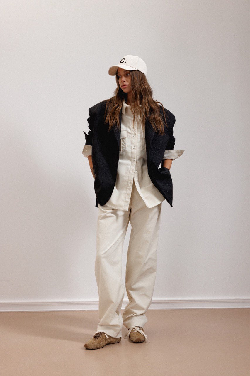 Брюки прямі Corduroy бежеві