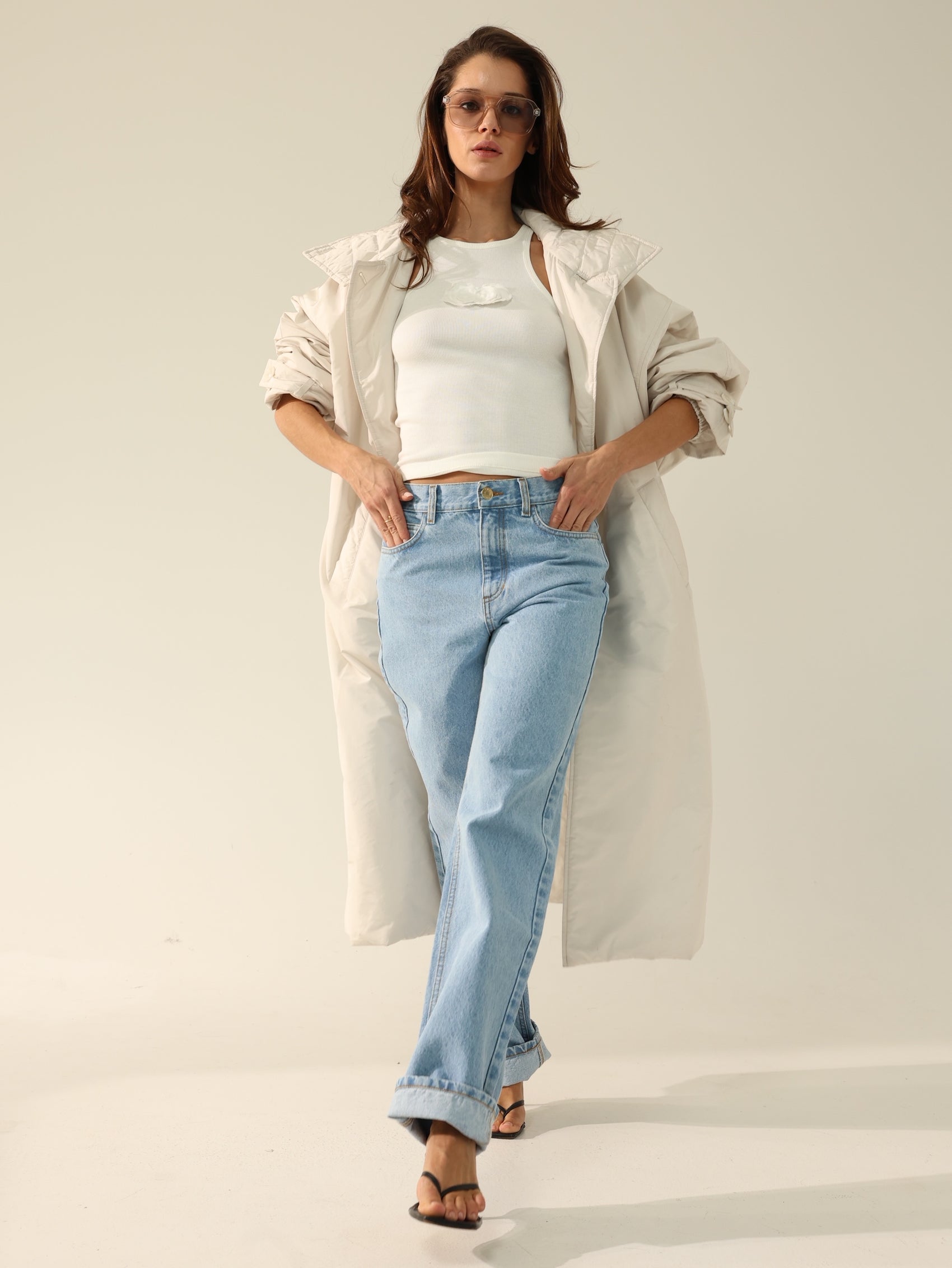 pearl silk taffeta trench