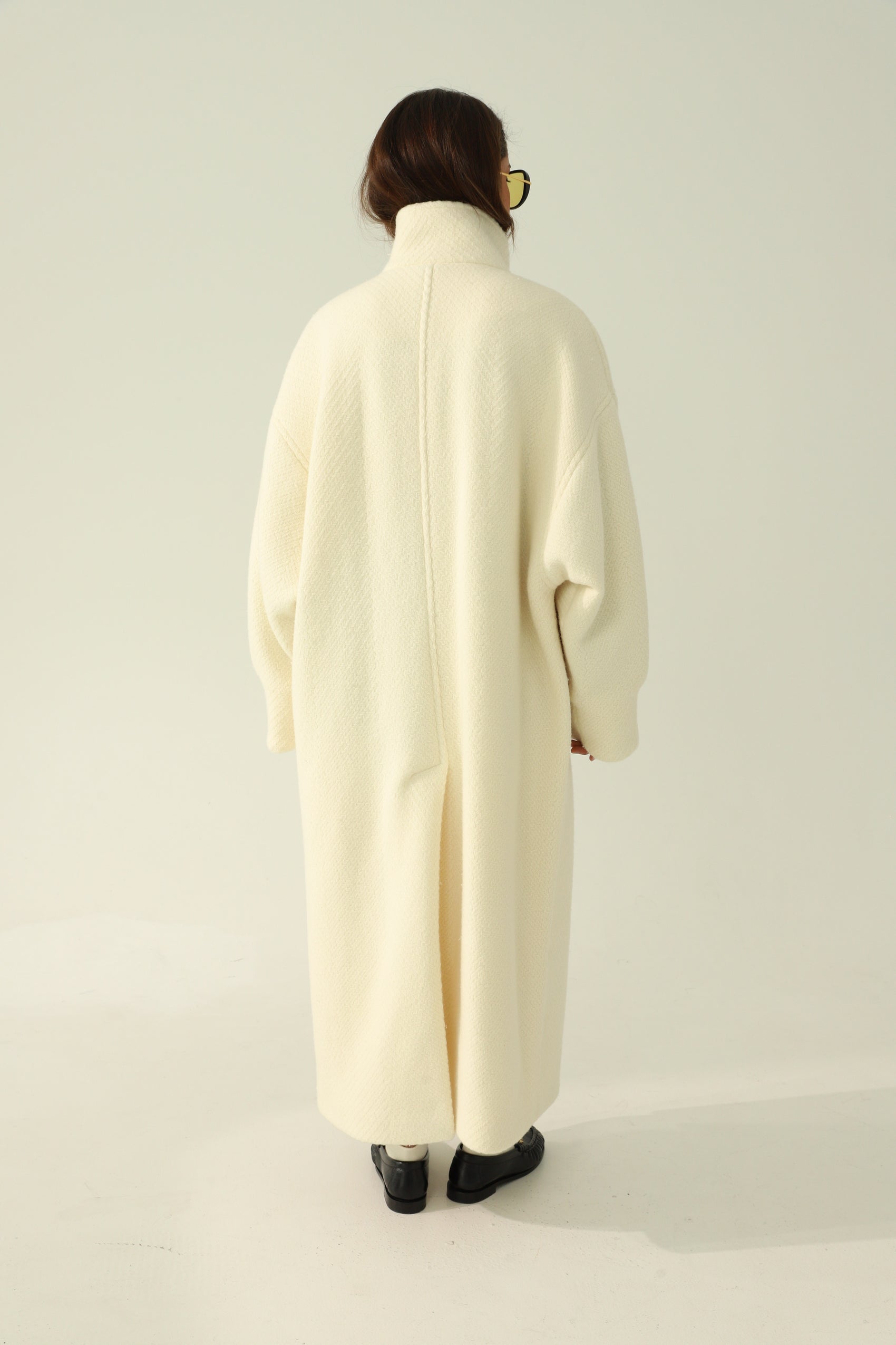 milky rounded wool coat