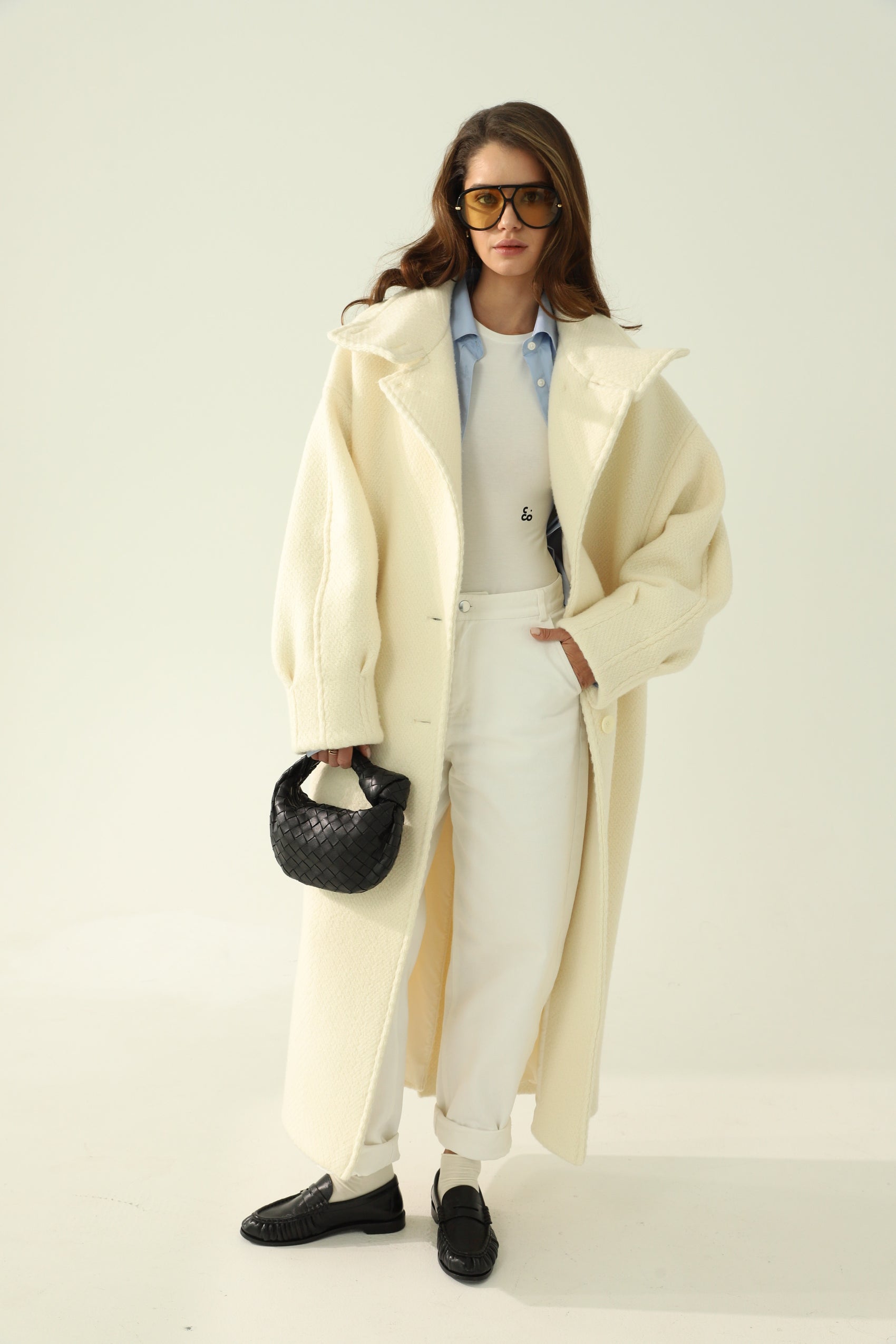 пальто-кокон молочне