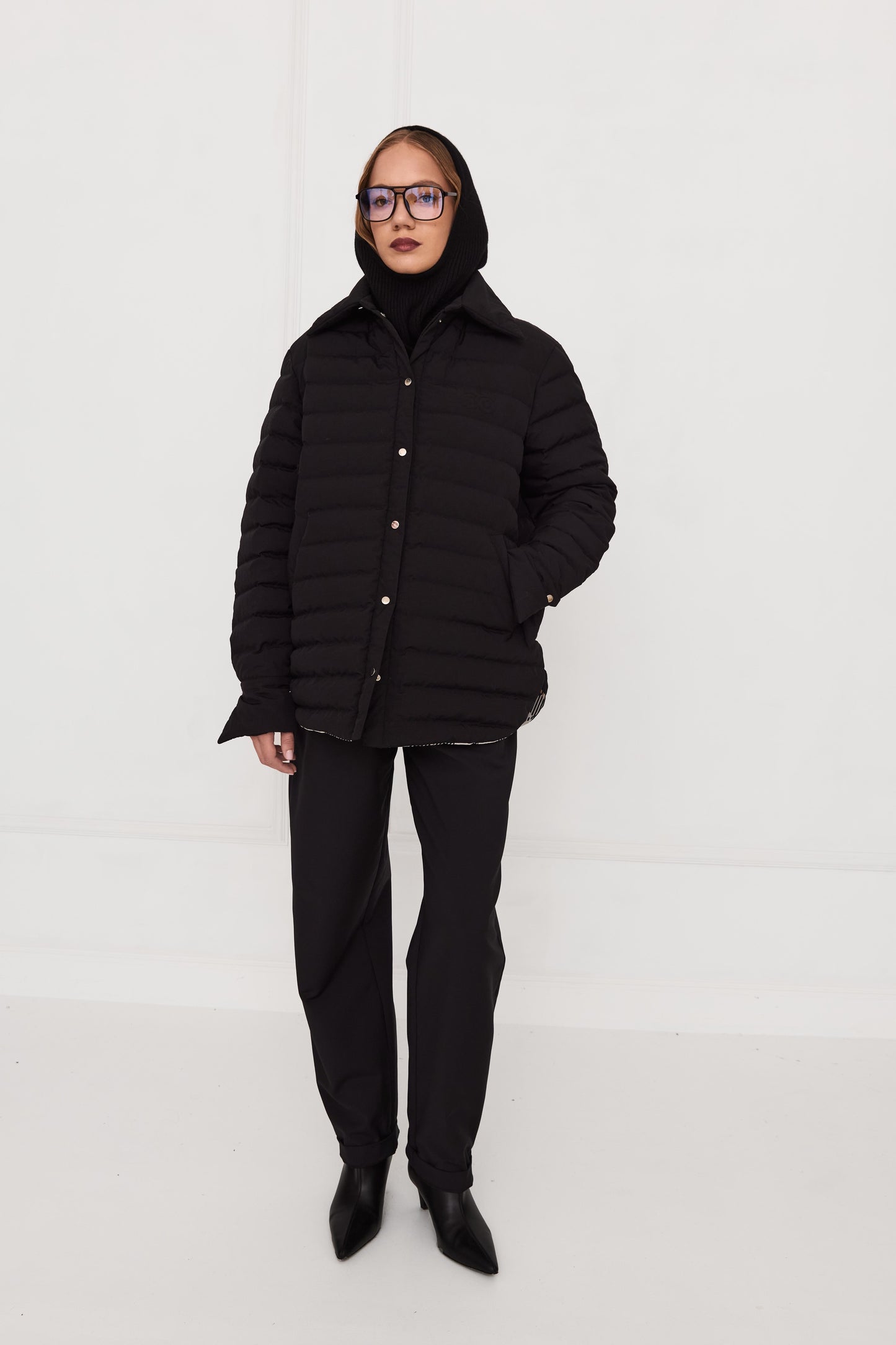 Пухова сорочка чорна/клітинка