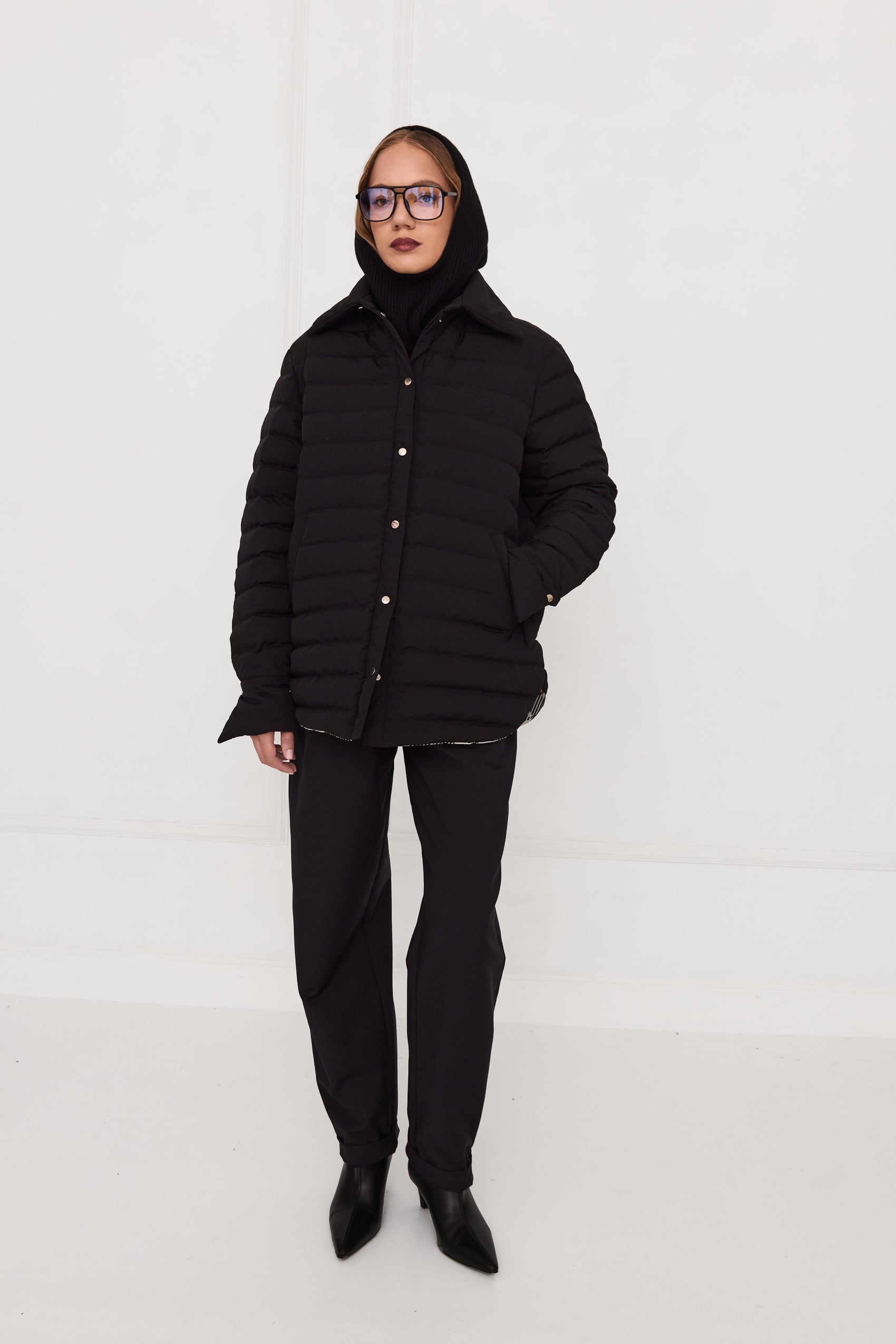 Пухова сорочка чорна/клітинка