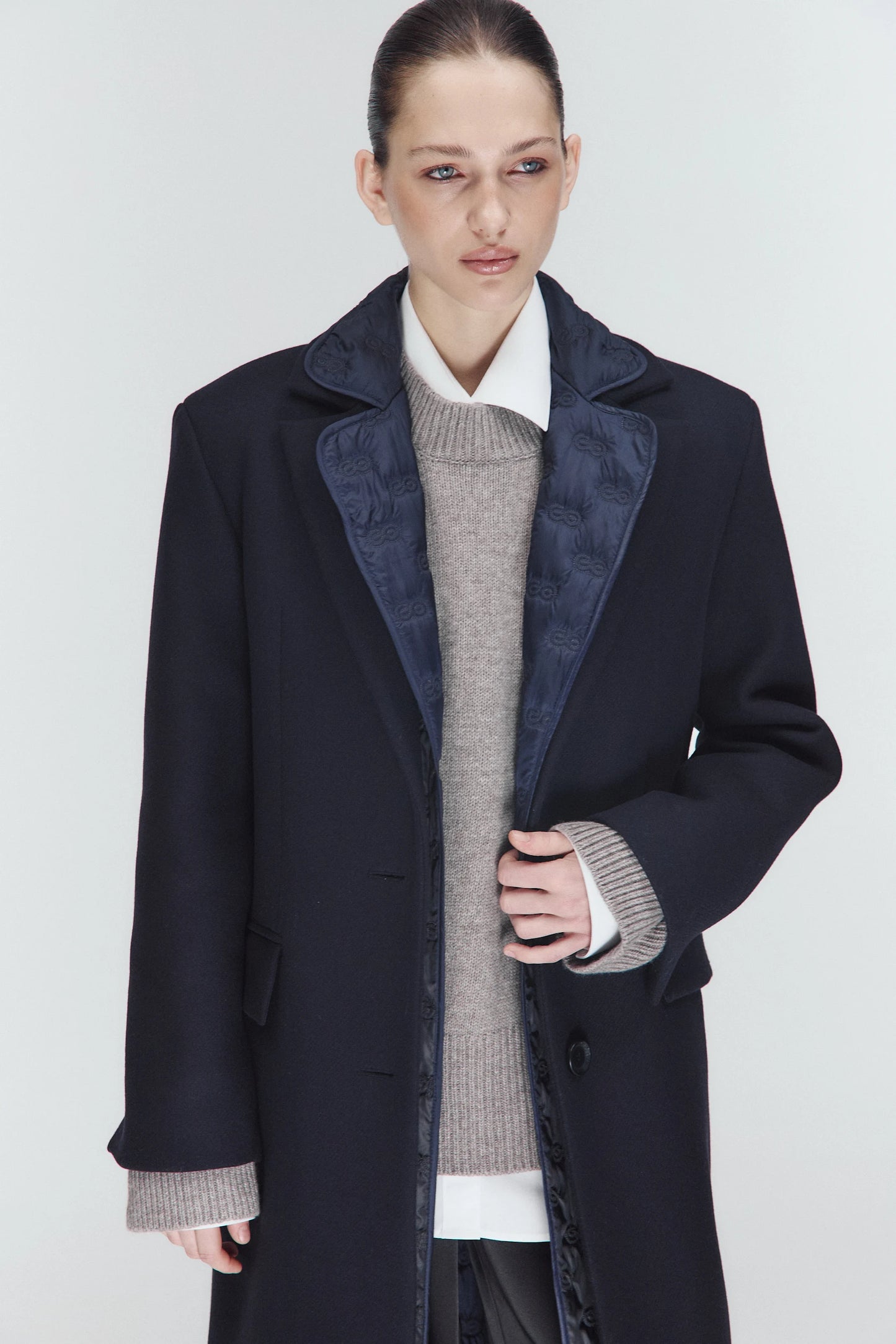 Пальто вовняне з лайнером синє