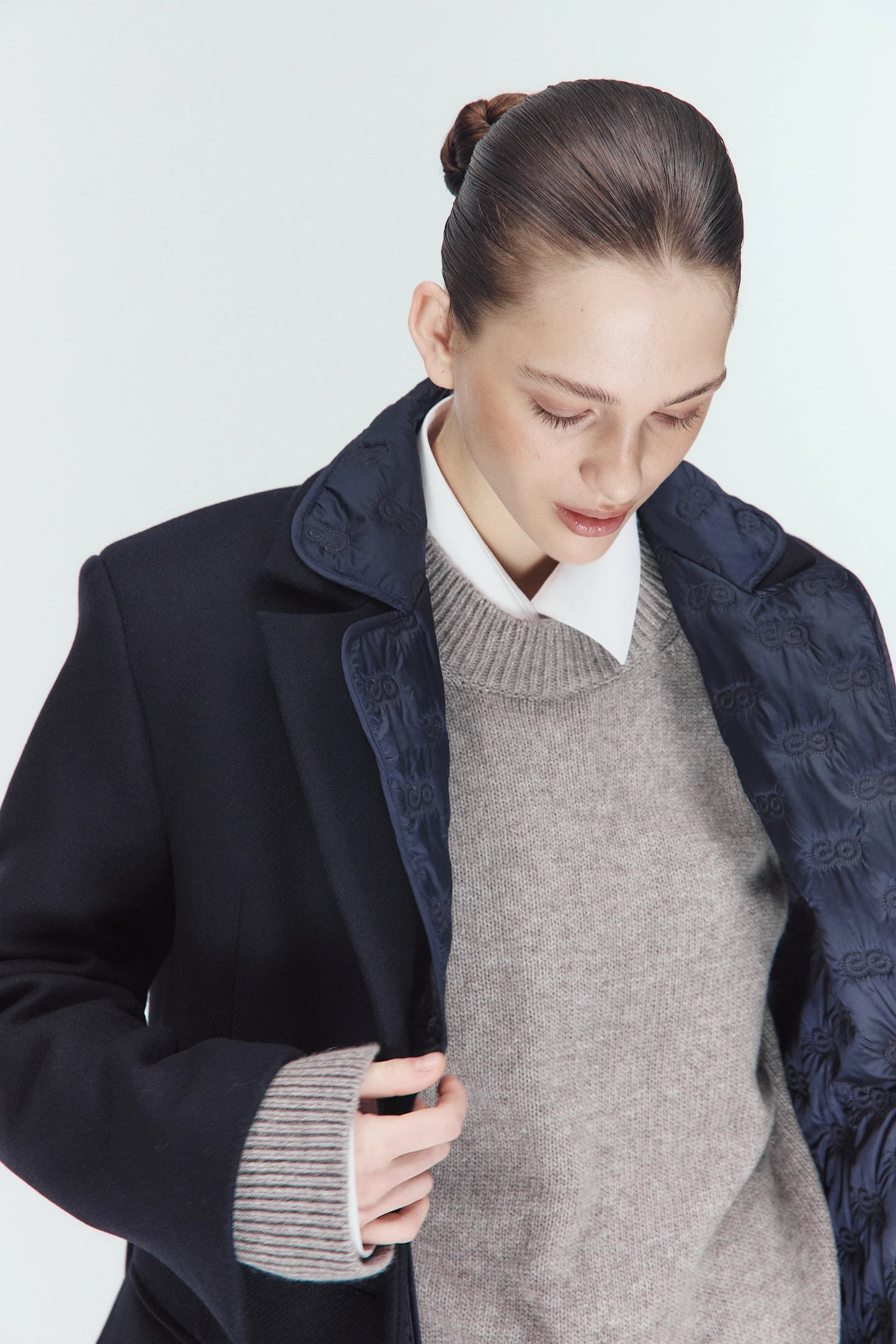 Пальто вовняне з лайнером синє