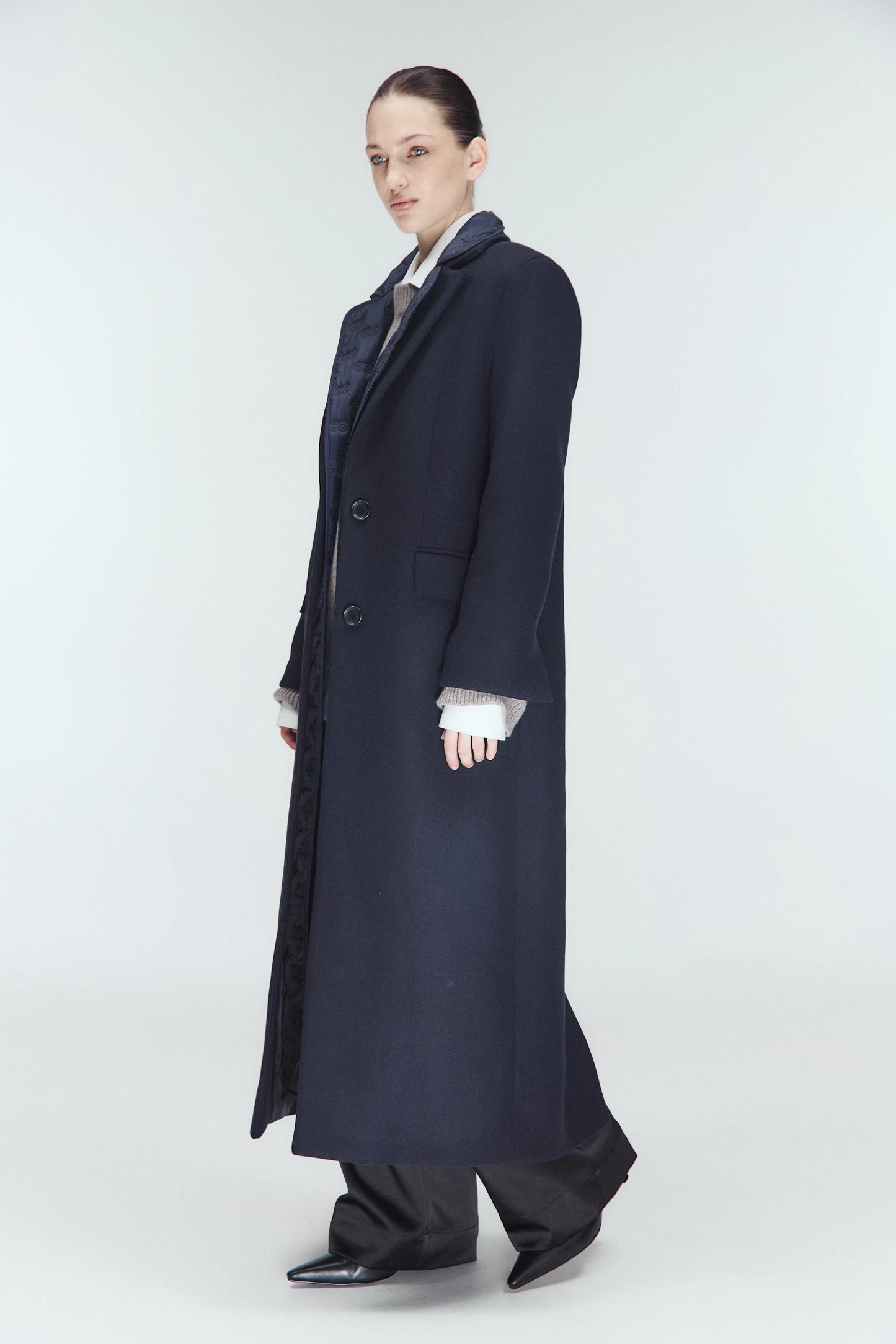 Пальто вовняне з лайнером синє