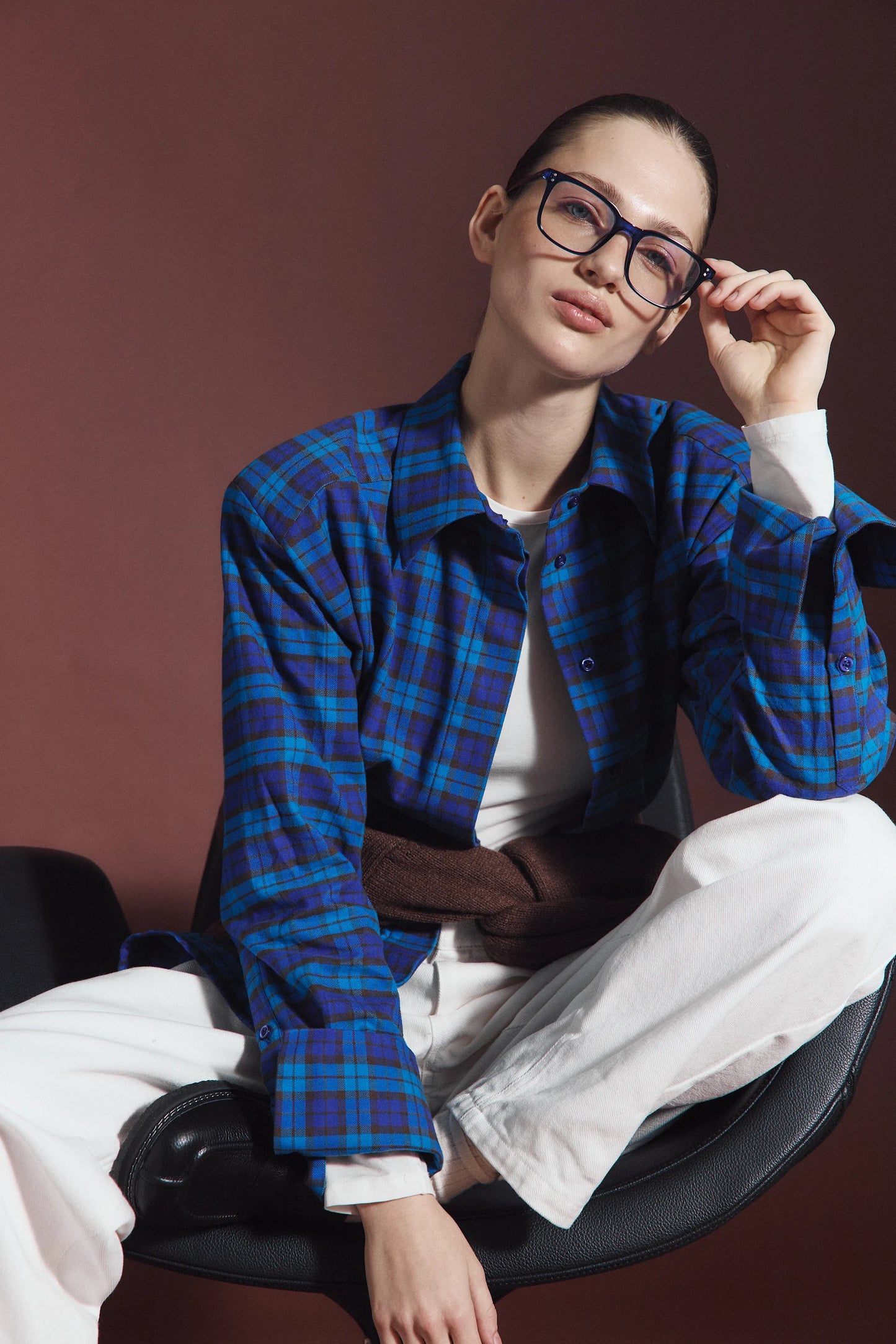 Сорочка фланелева синя