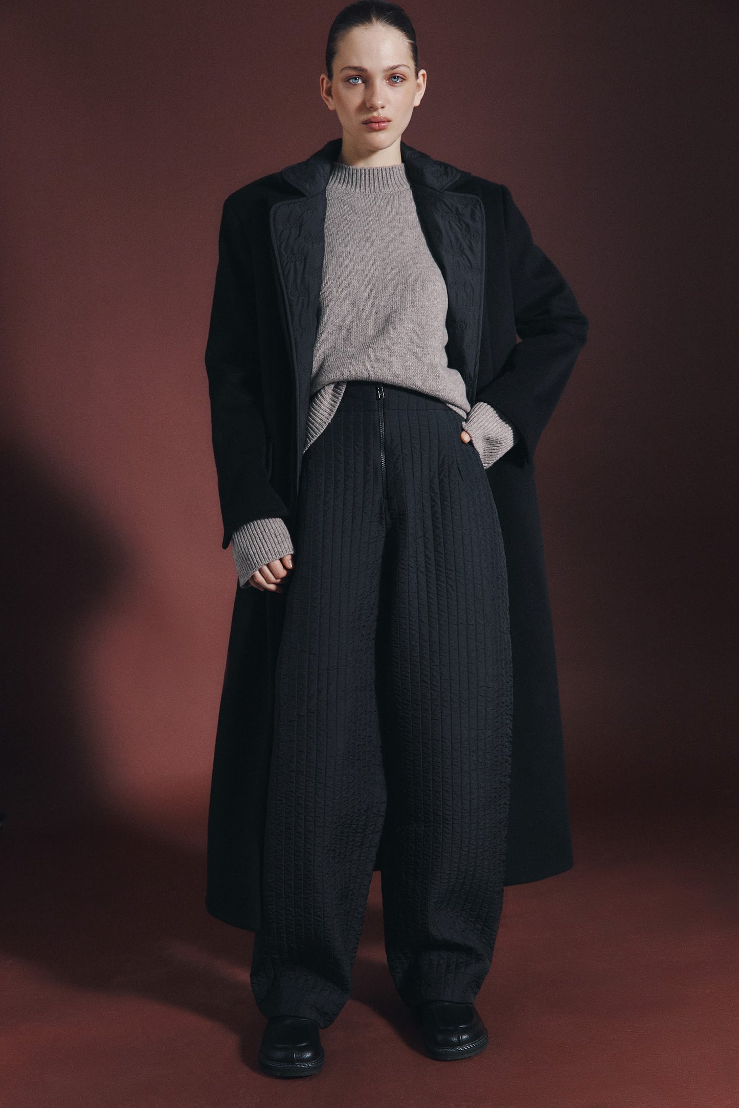 Пальто вовняне з лайнером чорне