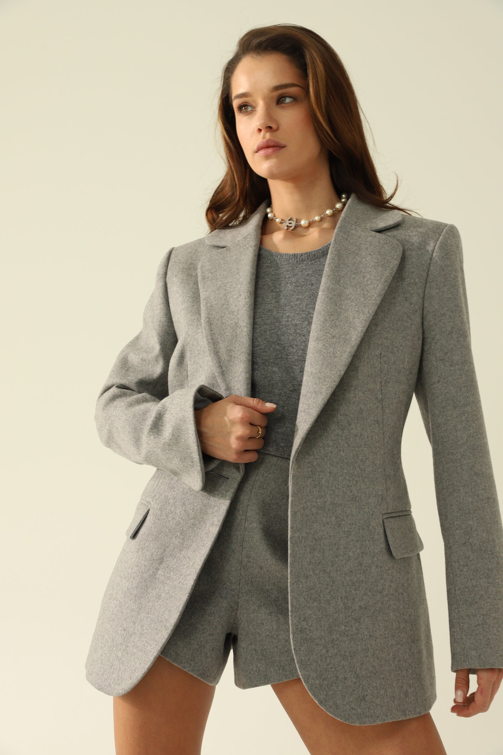 grey wool tailored jacket