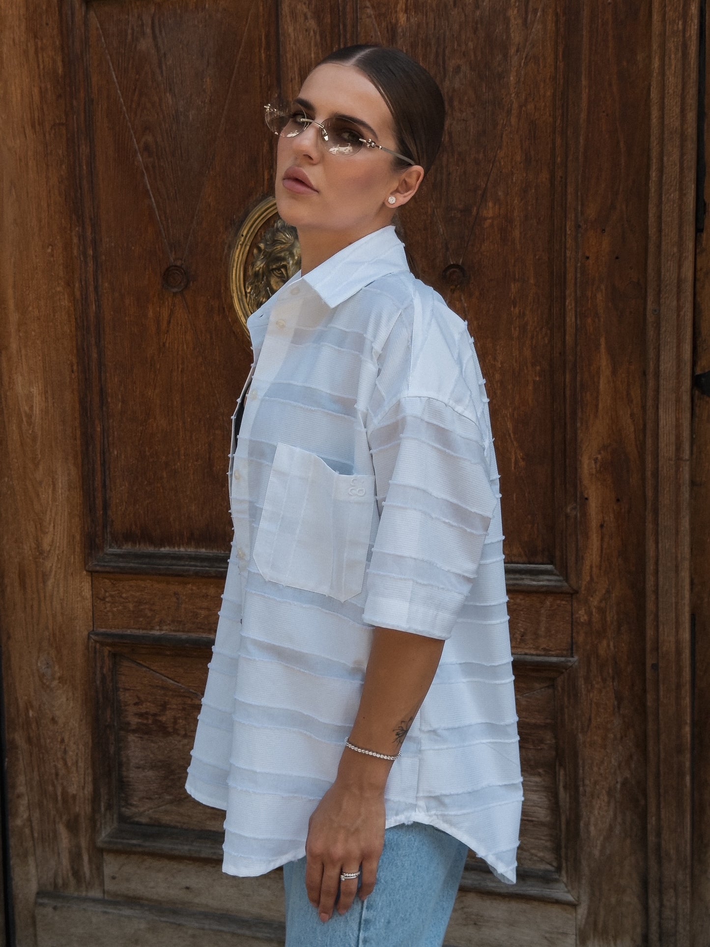 Oversized Textured Short-Sleeve Shirt Editor