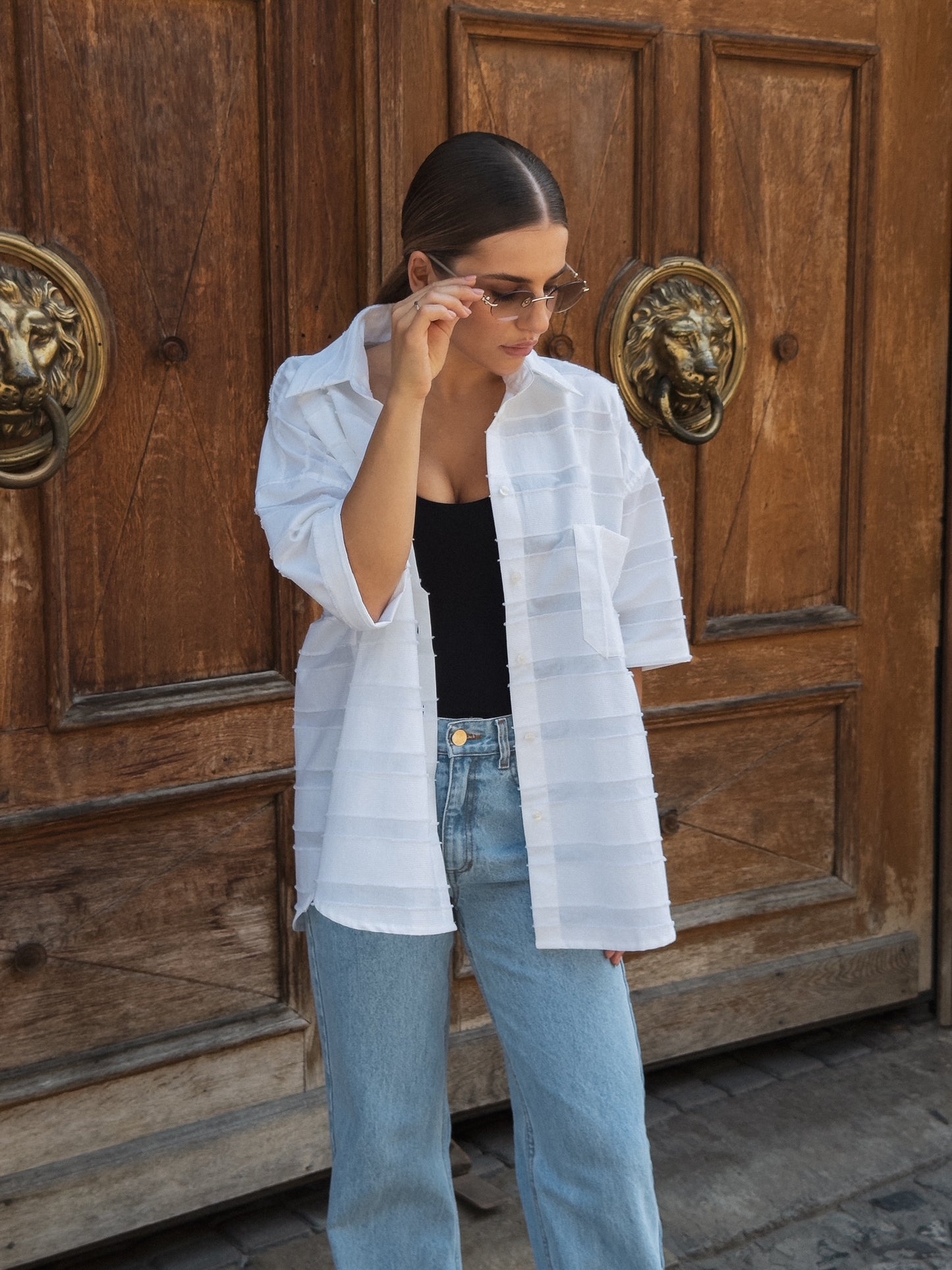 Oversized Textured Short-Sleeve Shirt Editor