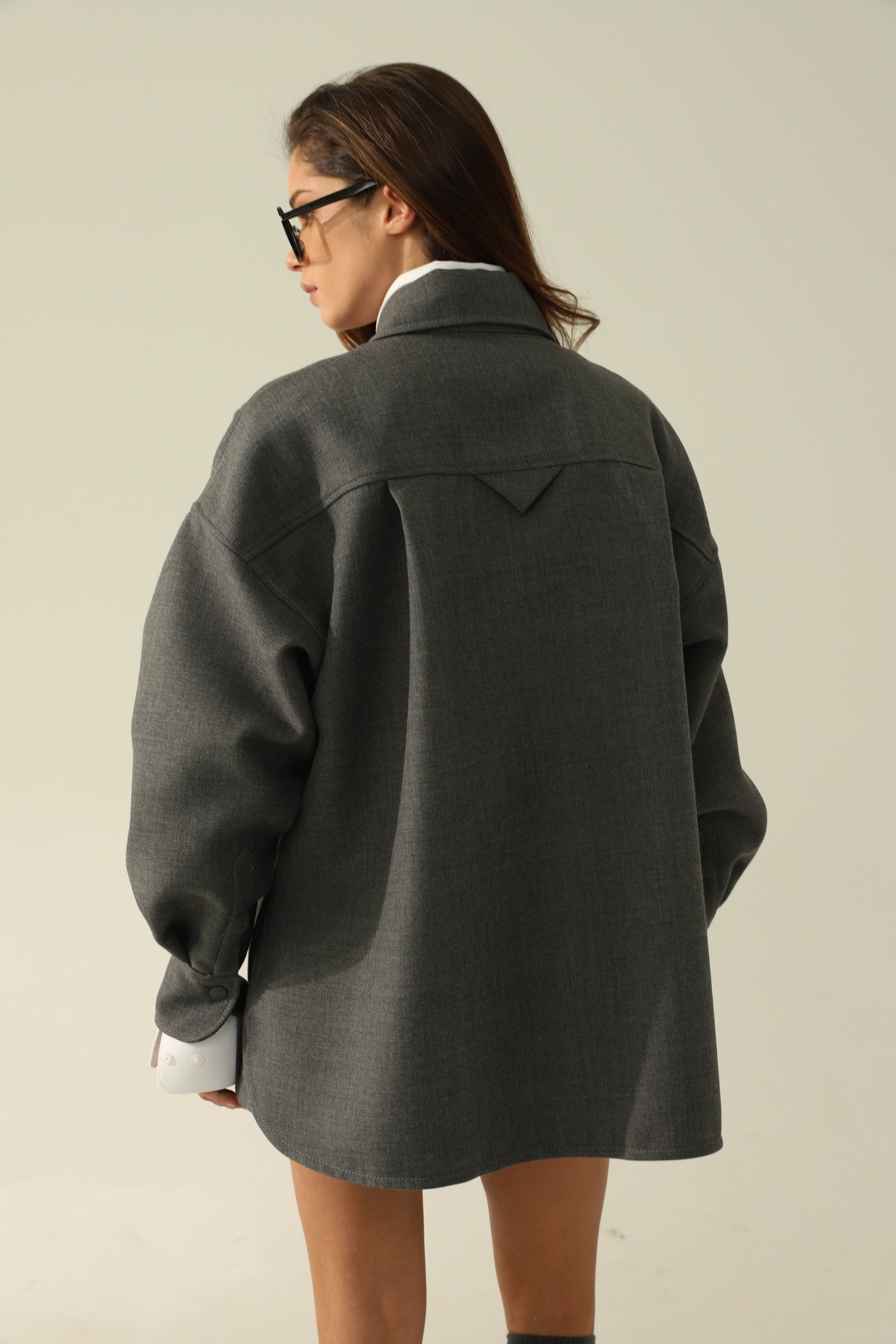 grey shirt and skirt set