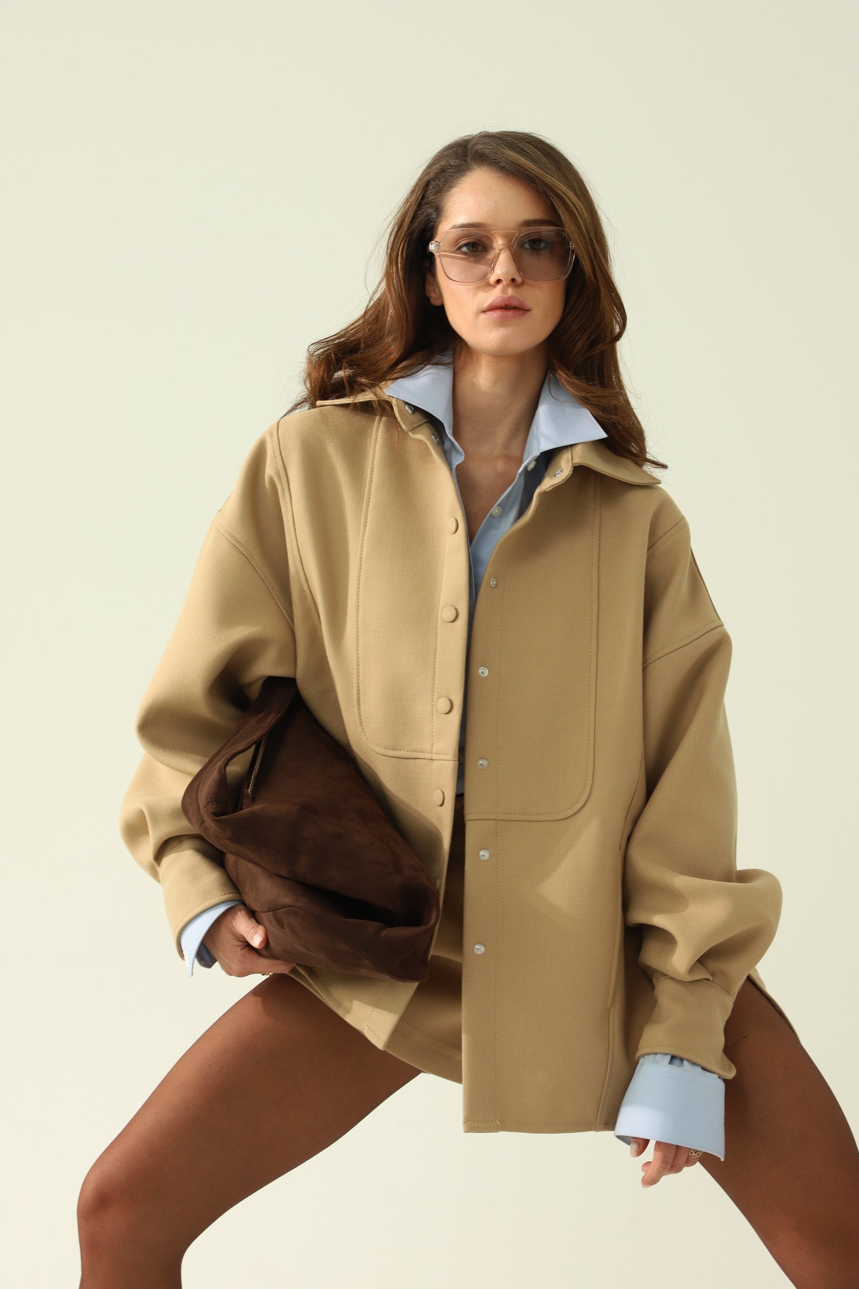 camel shirt and shorts set