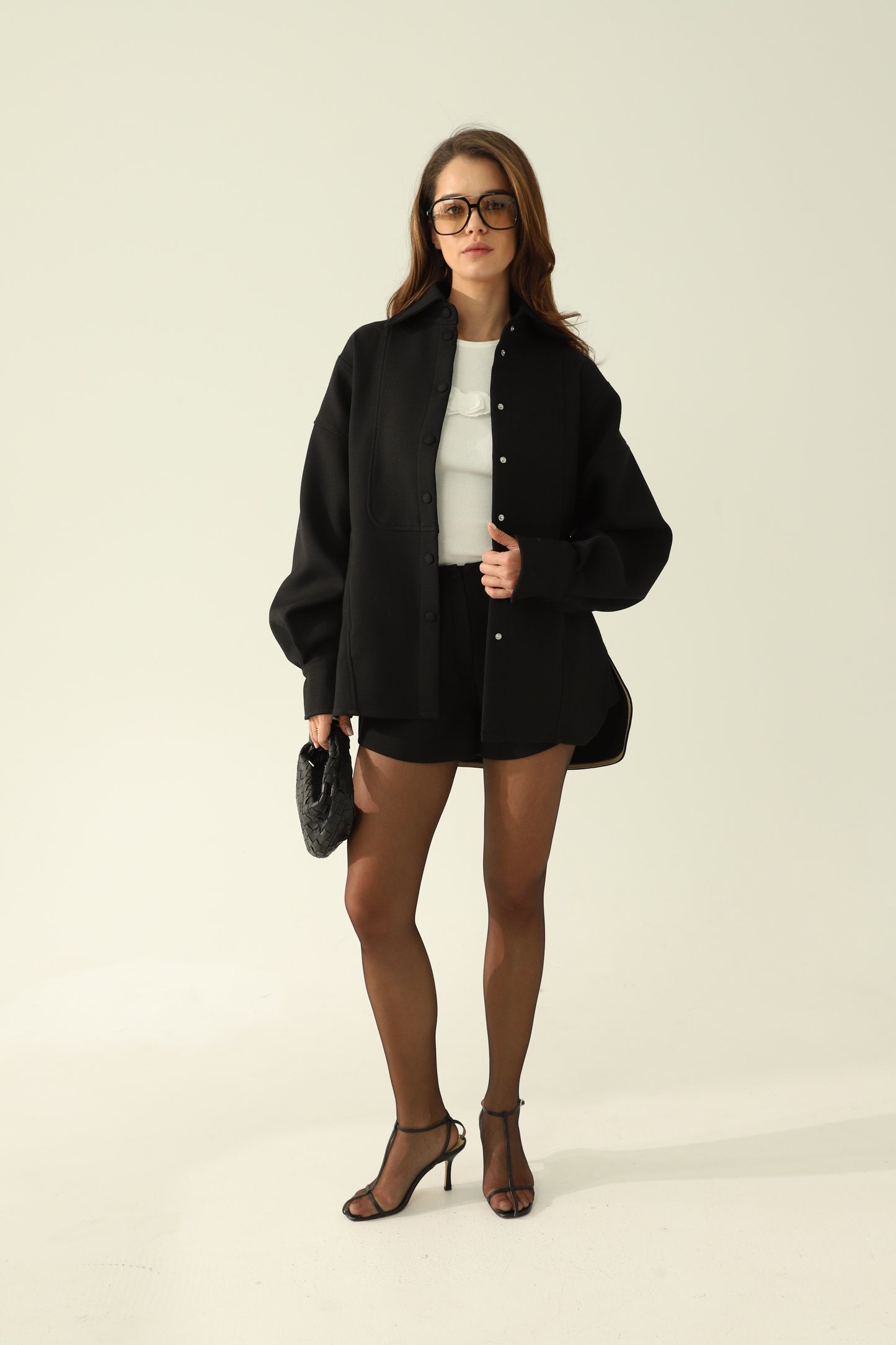 black shirt and shorts set
