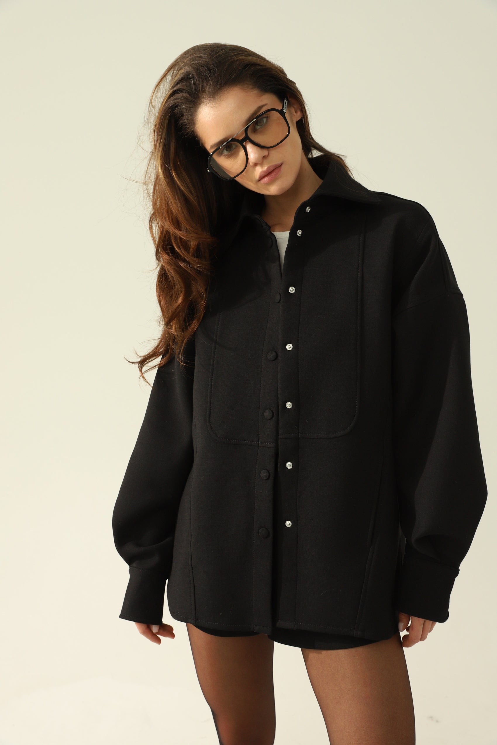 black shirt and shorts set