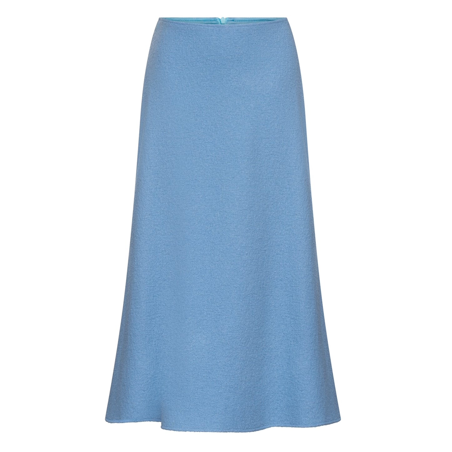 blue boucle midi skirt