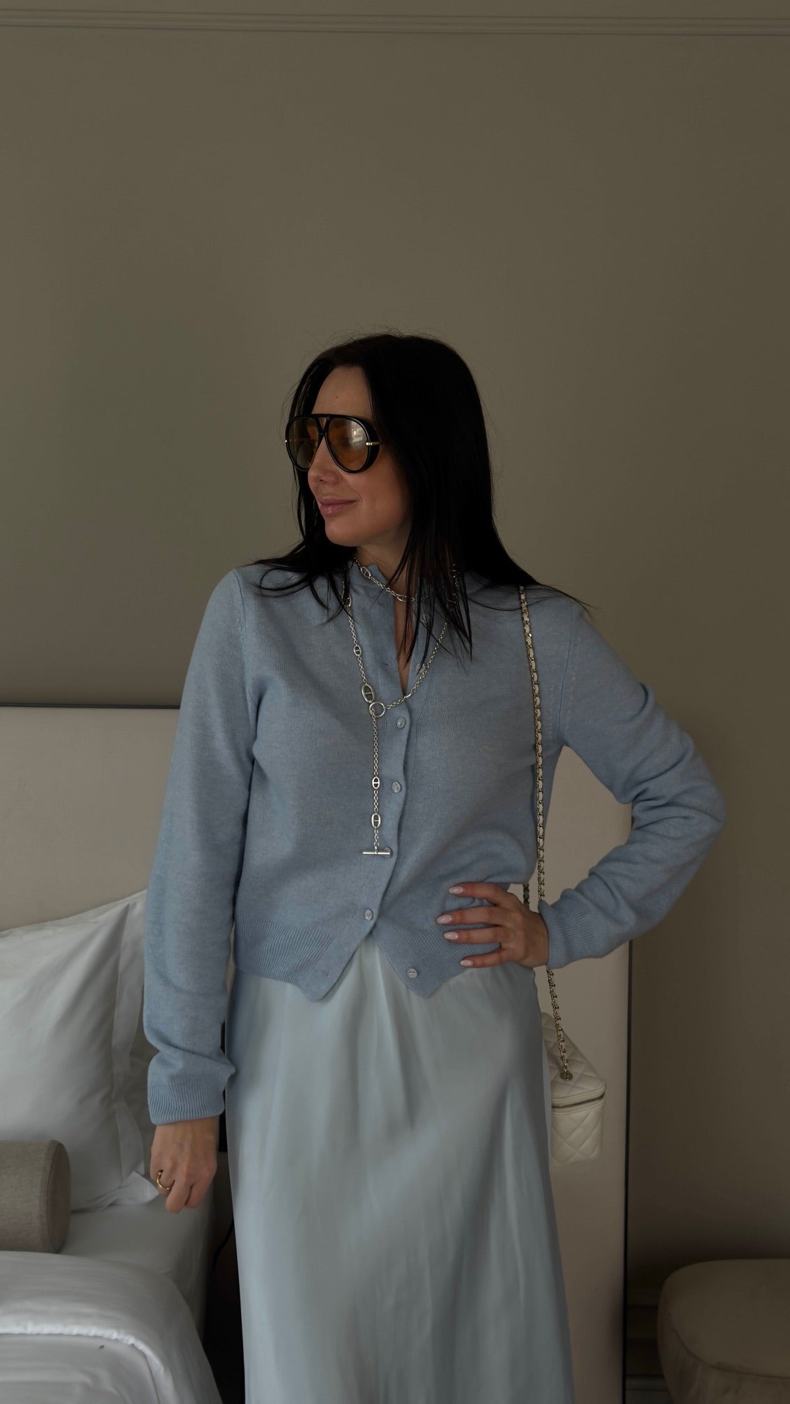 blue lambswool cardigan