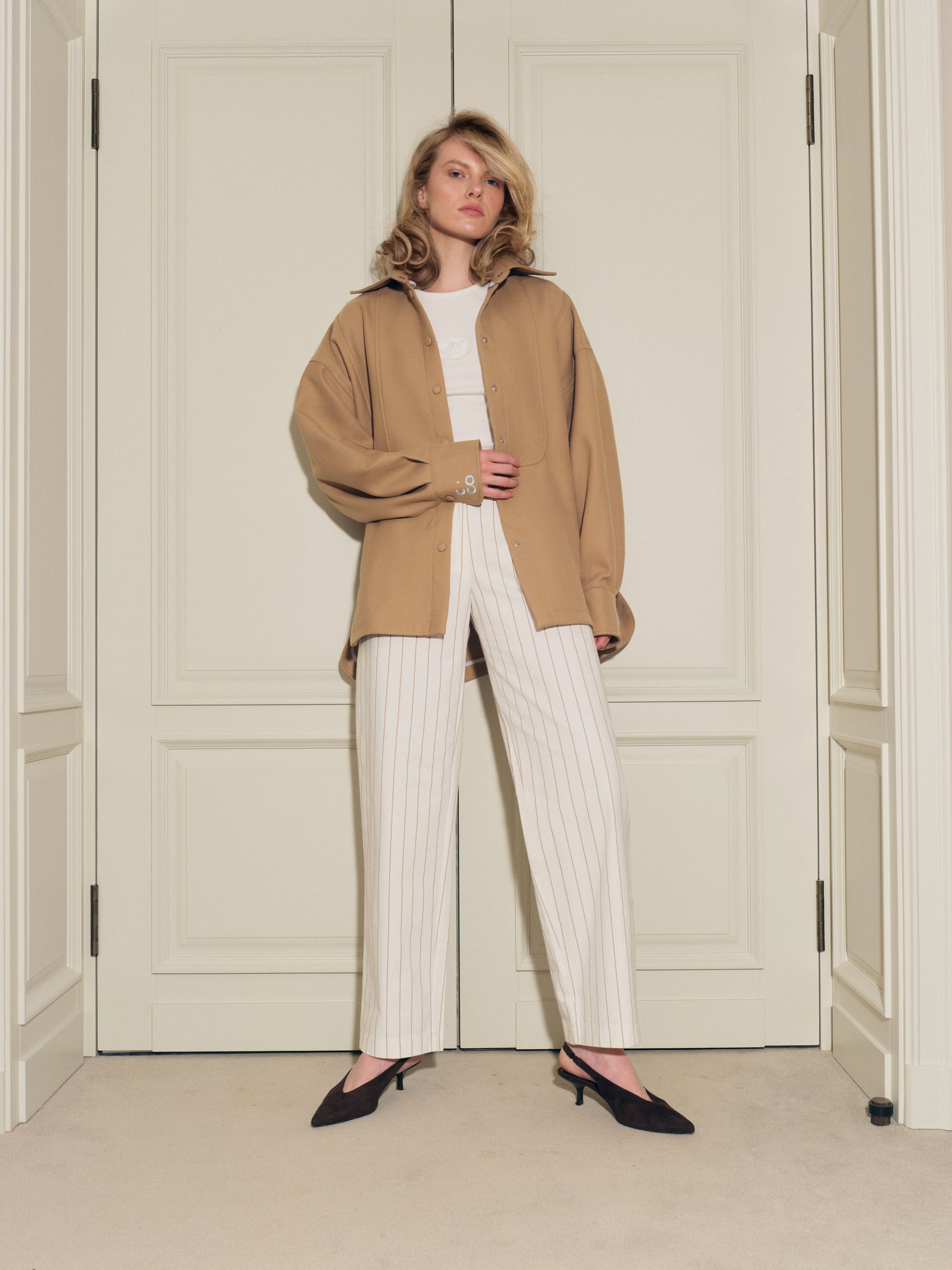 camel oversize shirt