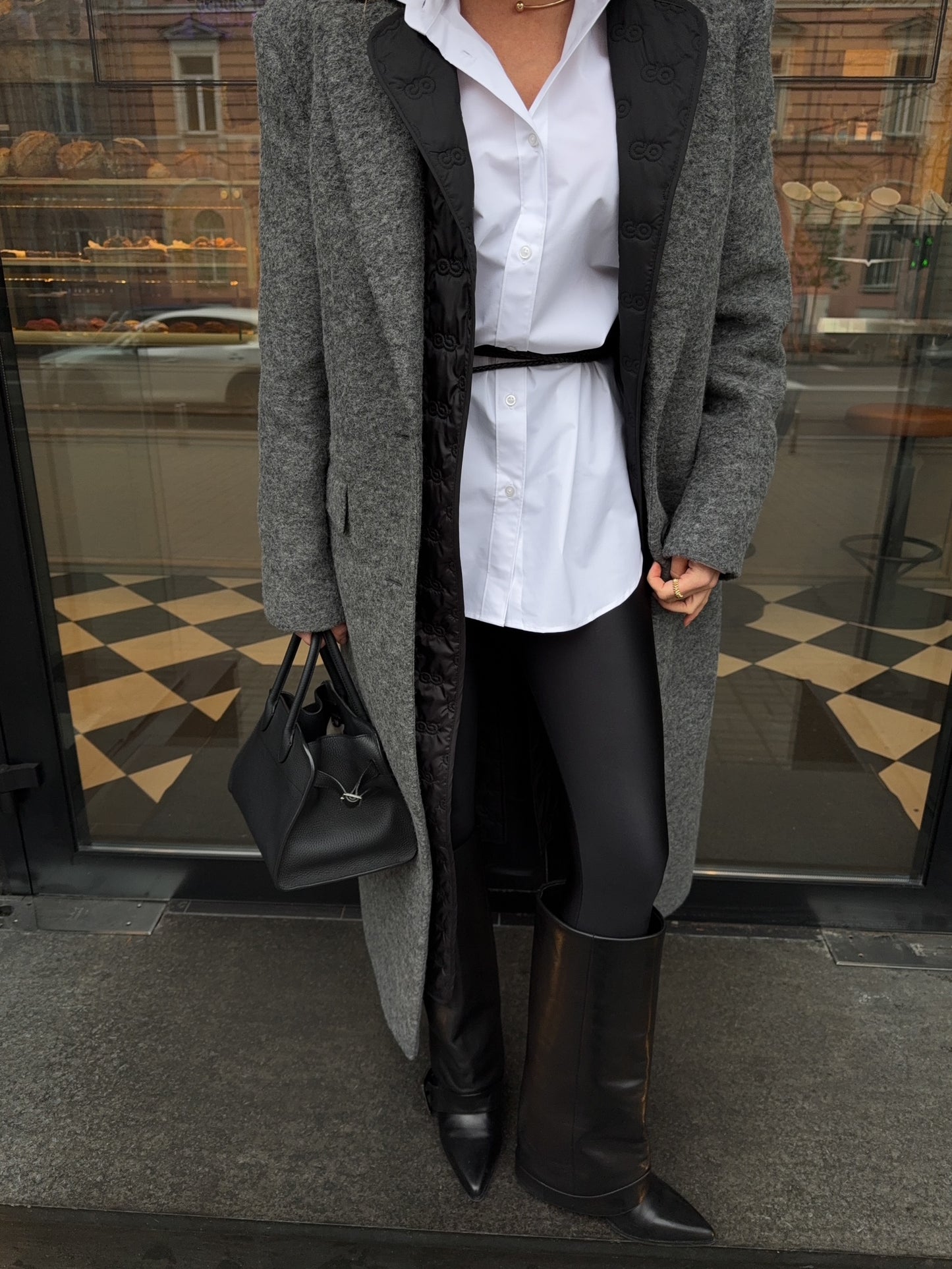 Пальто вовняне з лайнером сіре