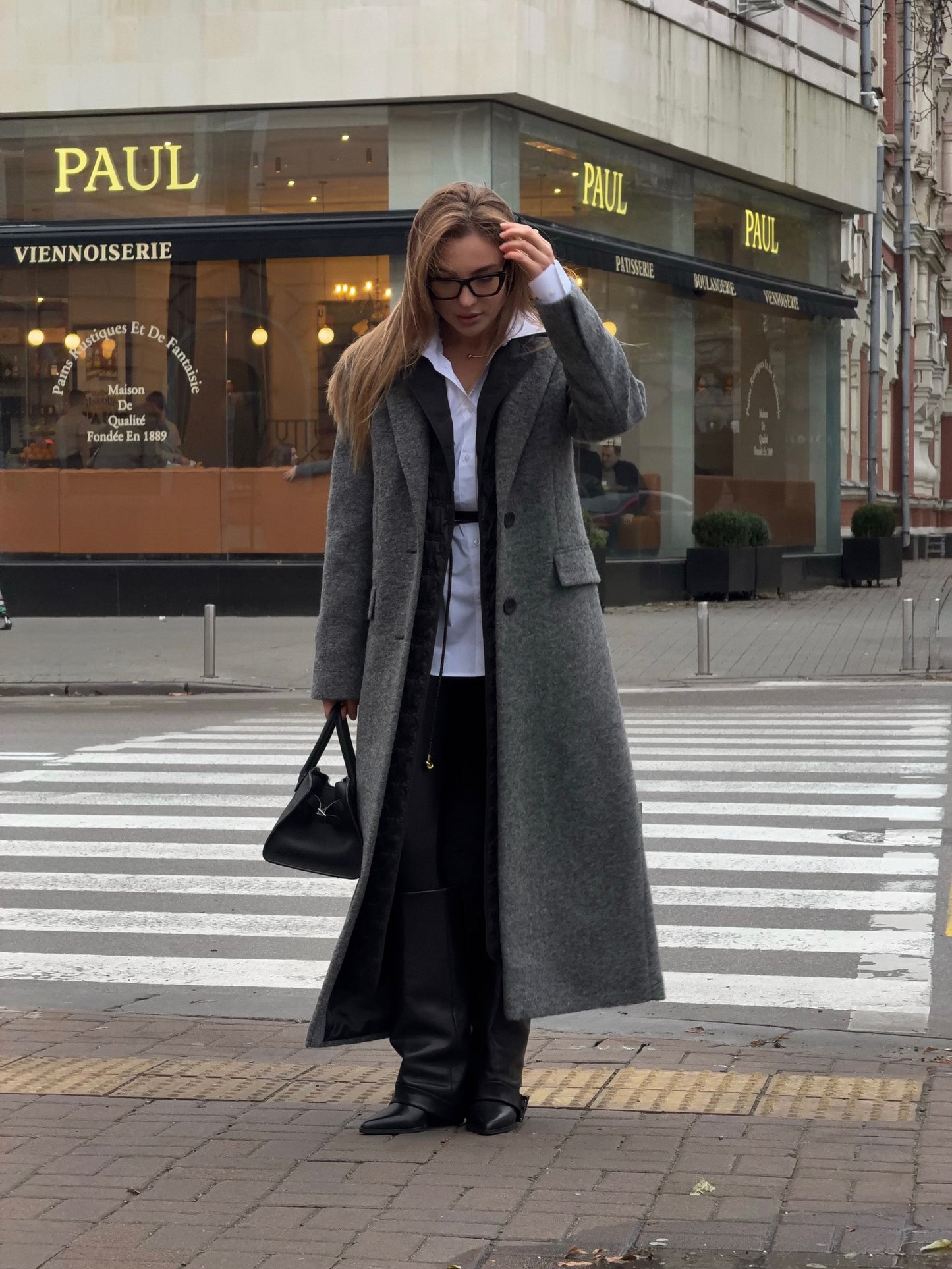 Пальто вовняне з лайнером сіре