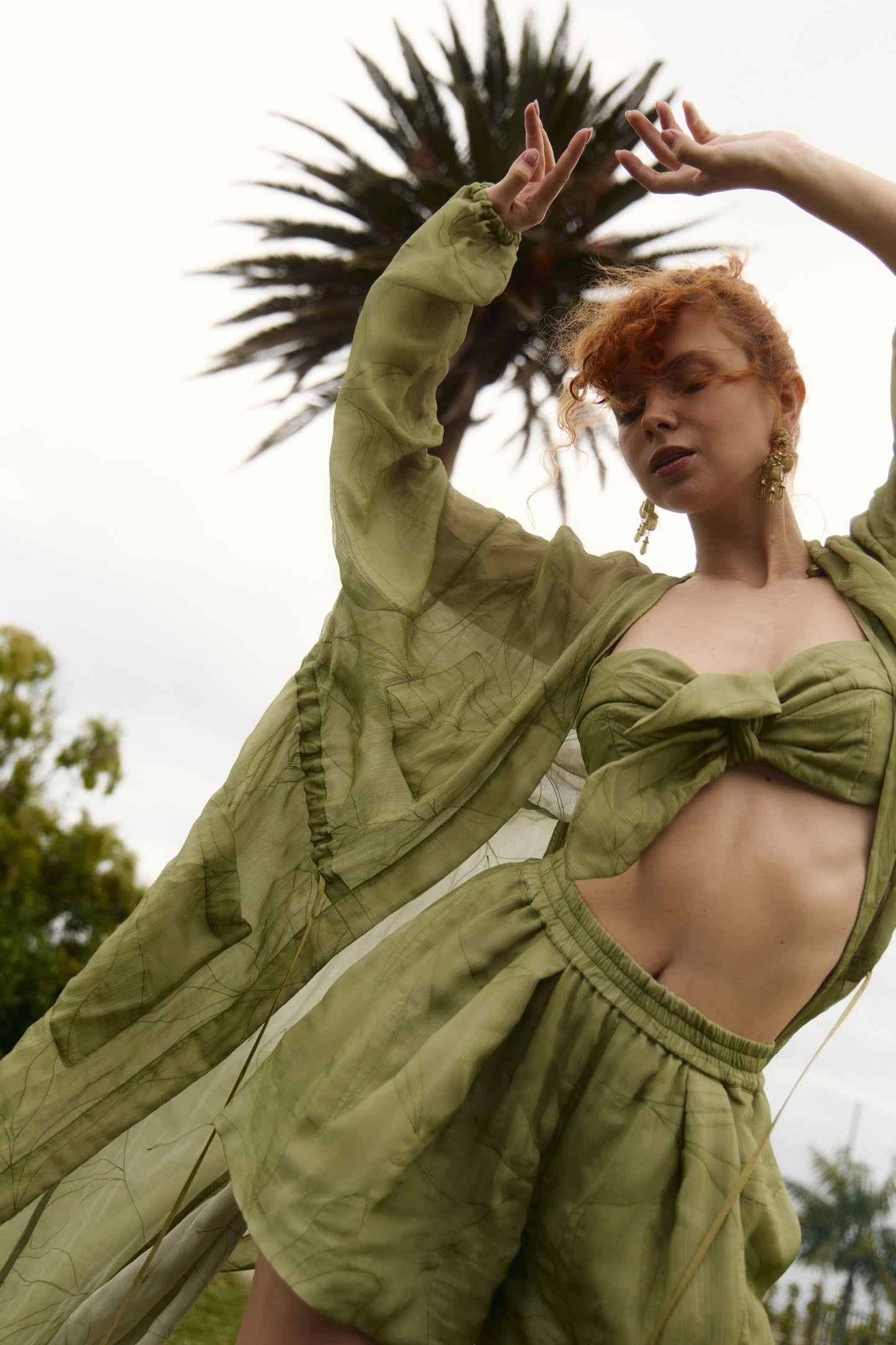 Olive organza top