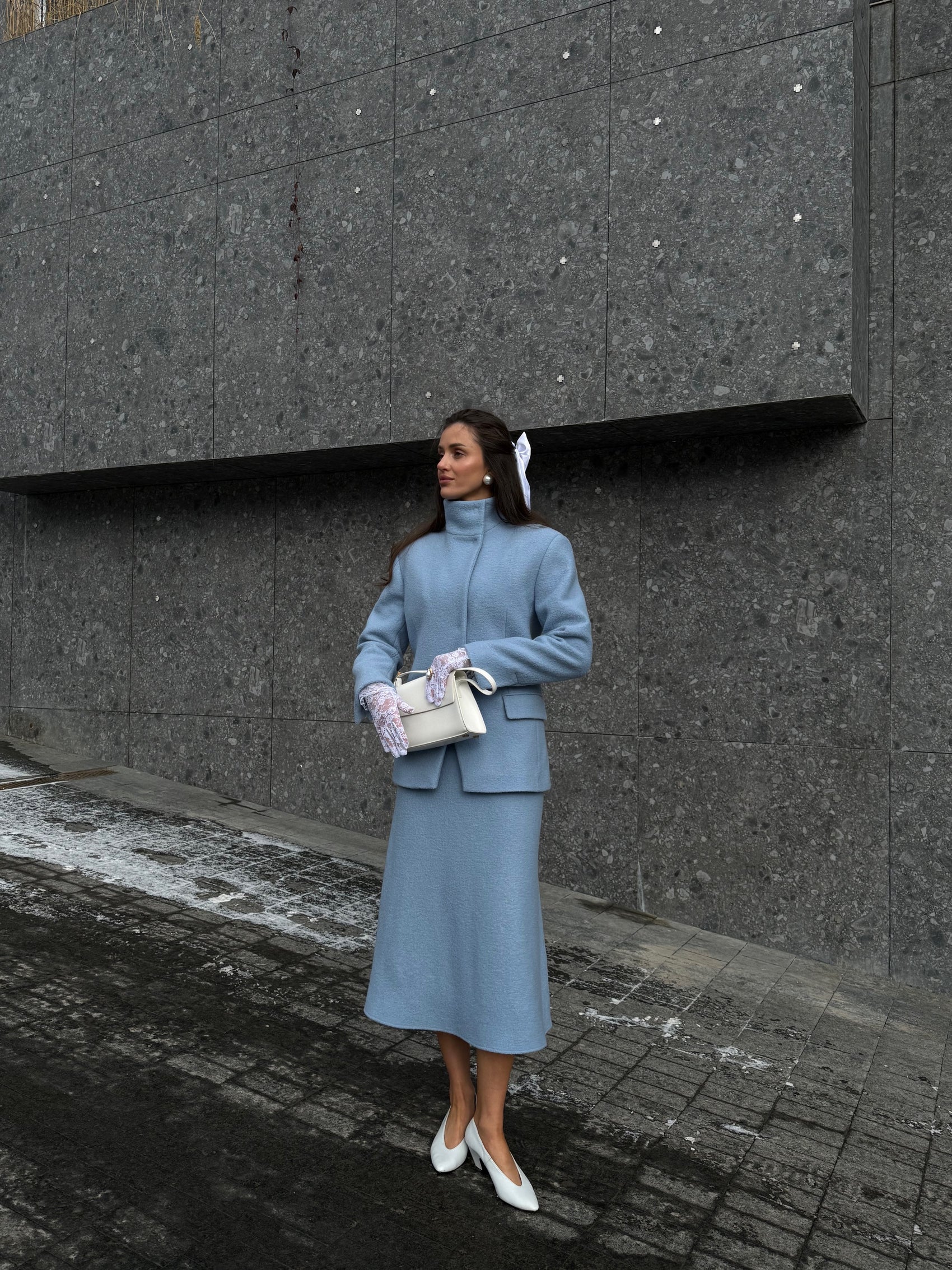 blue boucle jacket
