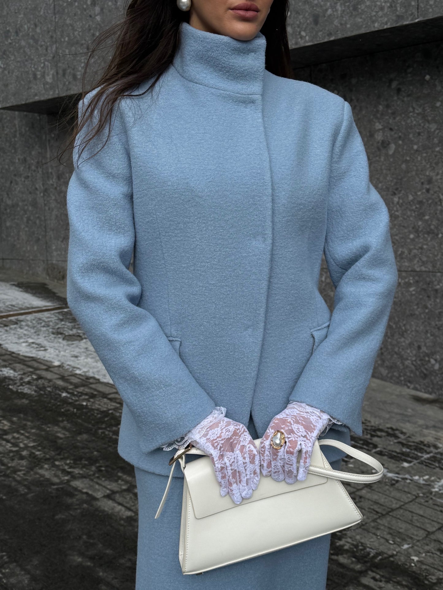 blue boucle jacket