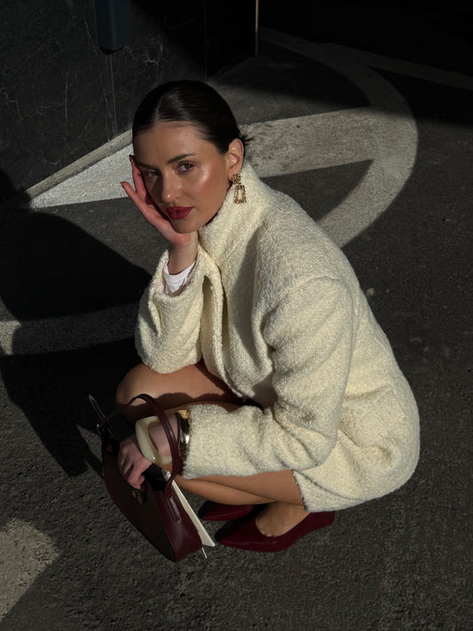 пальтовий жакет букле молочний