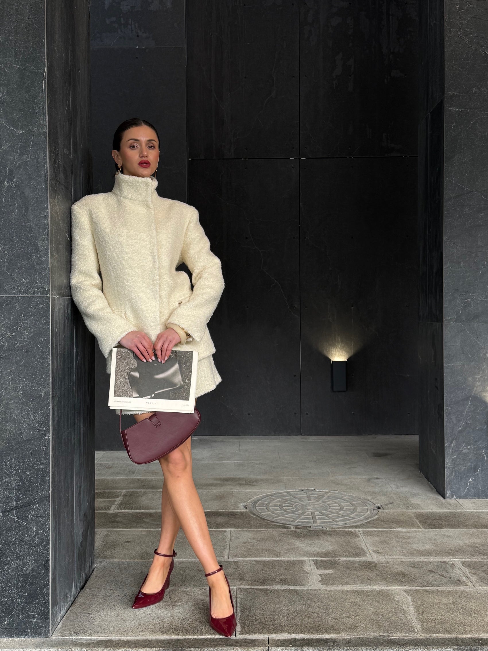 пальтовий жакет букле молочний