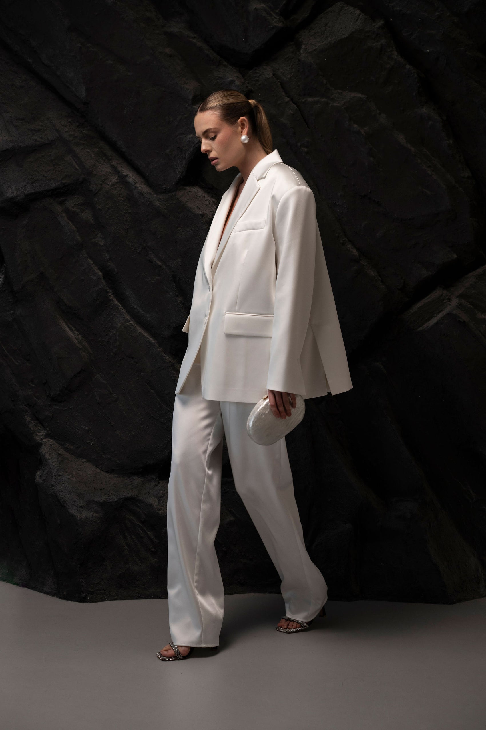 milky satin pants