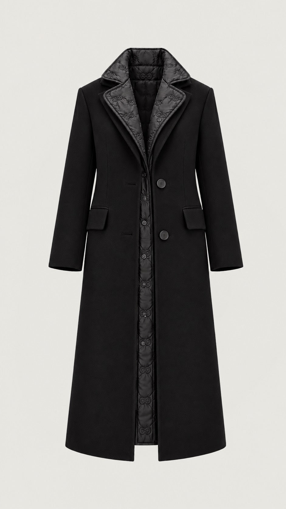 Пальто з лайнером чорне вовняне Coat